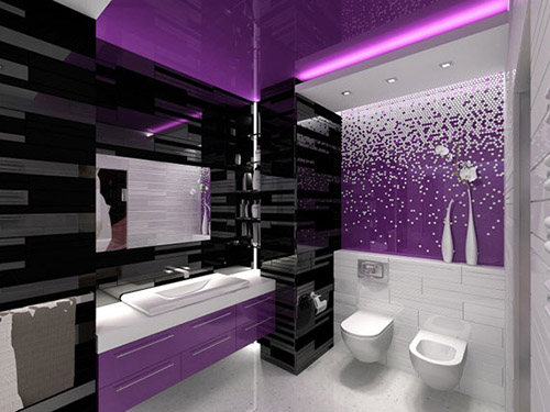 Wedo thiết kế phòng tắm màu tím hiện đại và sang trọng