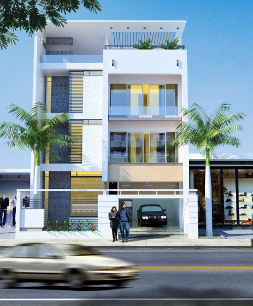 Công Ty TNHH Tư vấn Thiết Kế Xây Dựng Thuận Nguyên - Thiết kế xây dựng nhà phố sang trọng với màu trắng