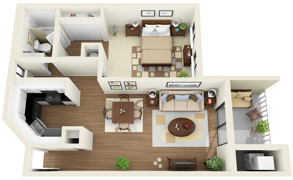 15 Thiết kế căn hộ chung cư 1 phòng ngủ cho người thích sống một mình