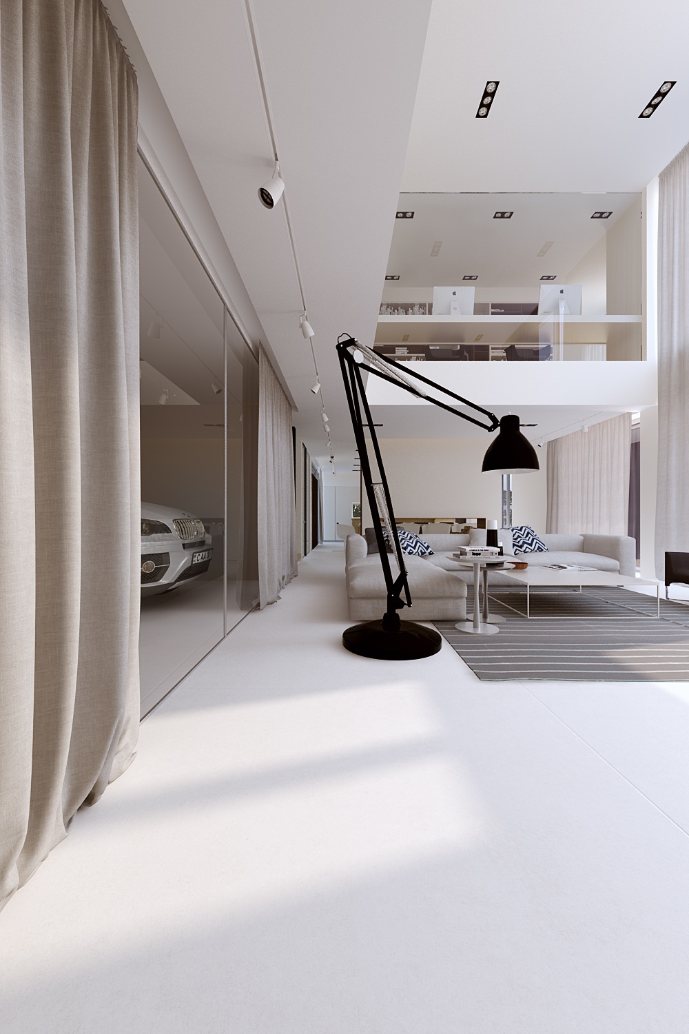 Wedo thiết kế nội thất phòng khách đẹp theo cảm hứng từ nhà để xe ô tô
