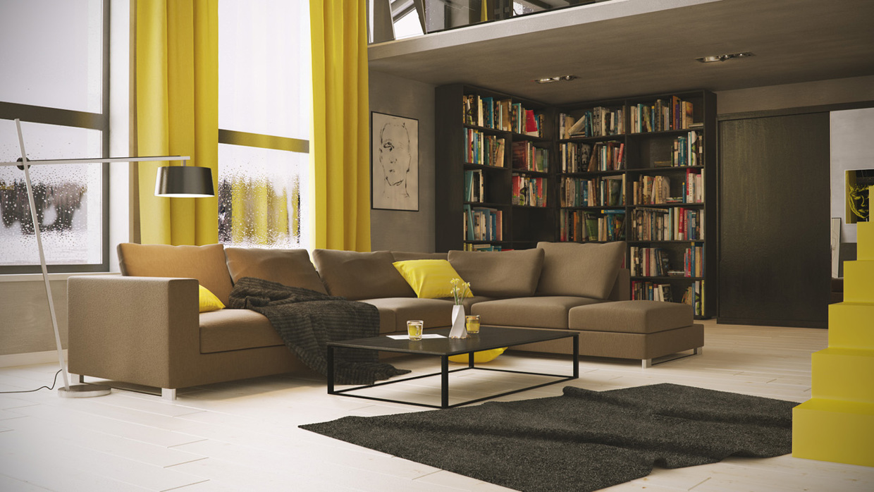 Wedo thiết kế nội thất phòng khách đẹp với màu vàng