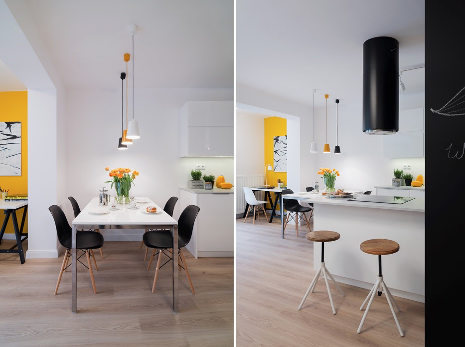 Wedo thiết kế phòng ăn đẹp với nội thất màu vàng