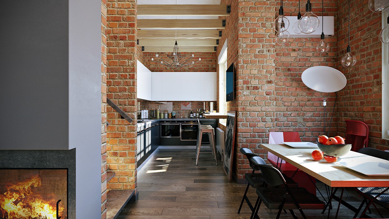 Wedo thiết kế nội thất đẹp cho căn hộ tầng áp mái với gạch trần