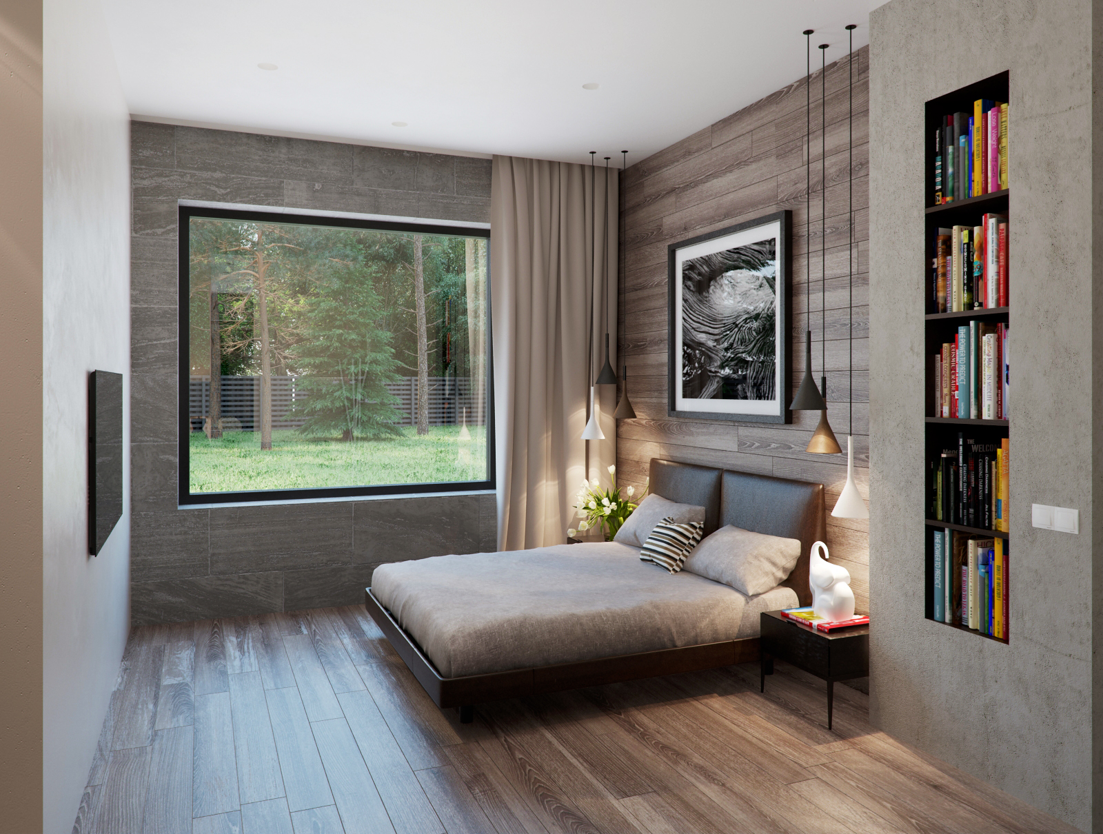 Wedo thiết kế nội thất phòng ngủ đẹp, sang trọng với gỗ và đá