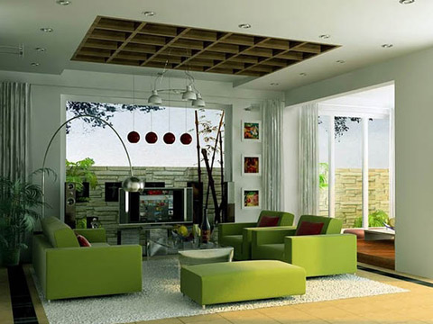 Wedo thiết kế nội thất phòng khách đẹp với màu xanh lá cây