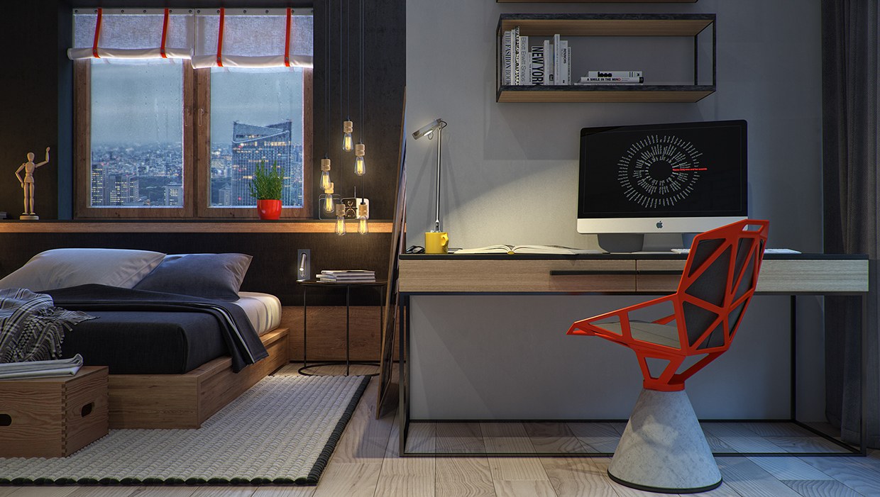 Wedo thiết kế nội thất phòng ngủ sáng tạo cho nhà đẹp với màu xanh