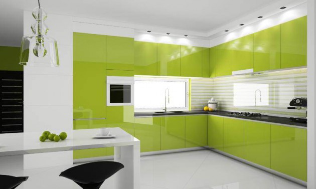 Wedo thiết kế nội thất đáng yêu và tươi mát cho nhà bếp với màu xanh lá cây và màu trắng