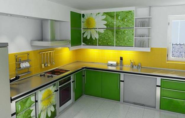 Wedo thiết kế nội thất đáng yêu và tươi mát cho nhà bếp với màu xanh lá cây và vàng