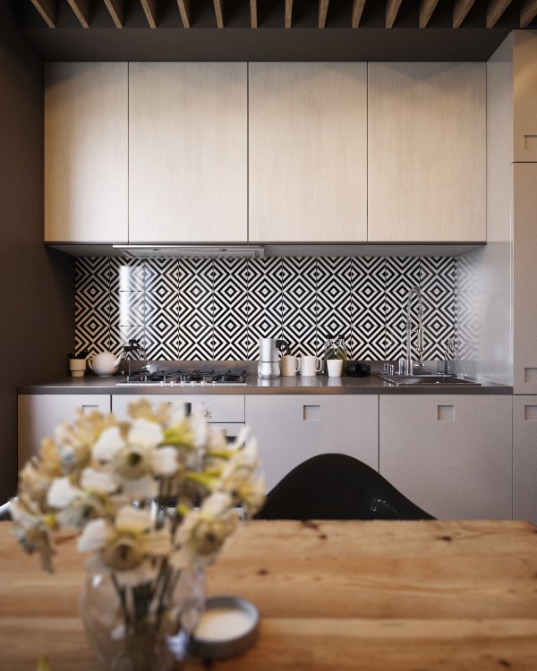 Wedo thiết kế nội thất nhà bếp đẹp, trầm ấm, đơn giản và đẳng cấp với gạch trần