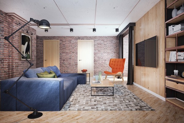 Wedo thiết kế nội thất phòng khách đẹp, trầm ấm, đơn giản và đẳng cấp với gạch trần