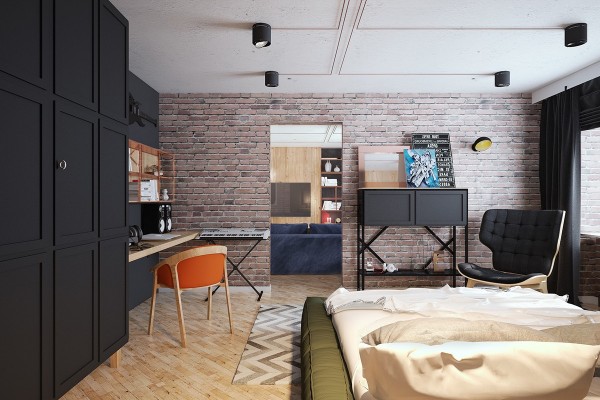 Wedo thiết kế nội thất phòng ngủ đẹp, trầm ấm, đơn giản và đẳng cấp với gạch trần