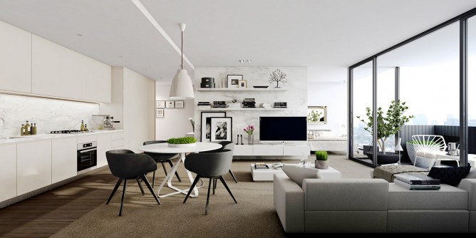 Wedo thiết kế nội thất sang trọng cho phòng khách căn hộ cao cấp