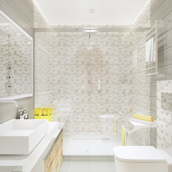 Wedo thiết kế nội thất phòng tắm đơn giản, tươi sáng và vui vẻ