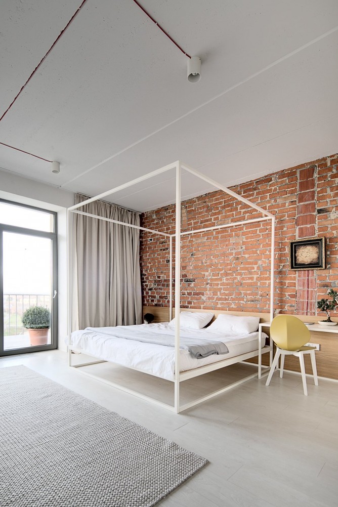 Wedo thiết kế nội thất với gạch trần đơn giản, hiện đại cho phòng ngủ đẹp