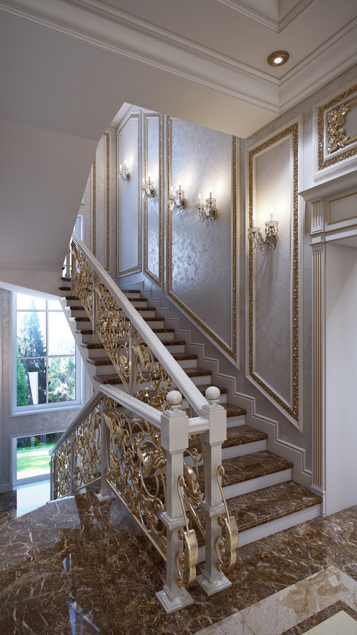Thiết kế cầu thang sang trọng theo phong cách cổ điển thời đại Louis của Pháp