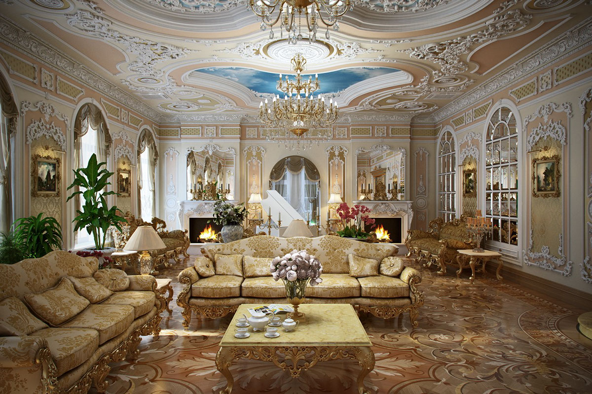 Thiết kế nội thất phòng khách sang trọng theo phong cách cổ điển thời đại Louis của Pháp