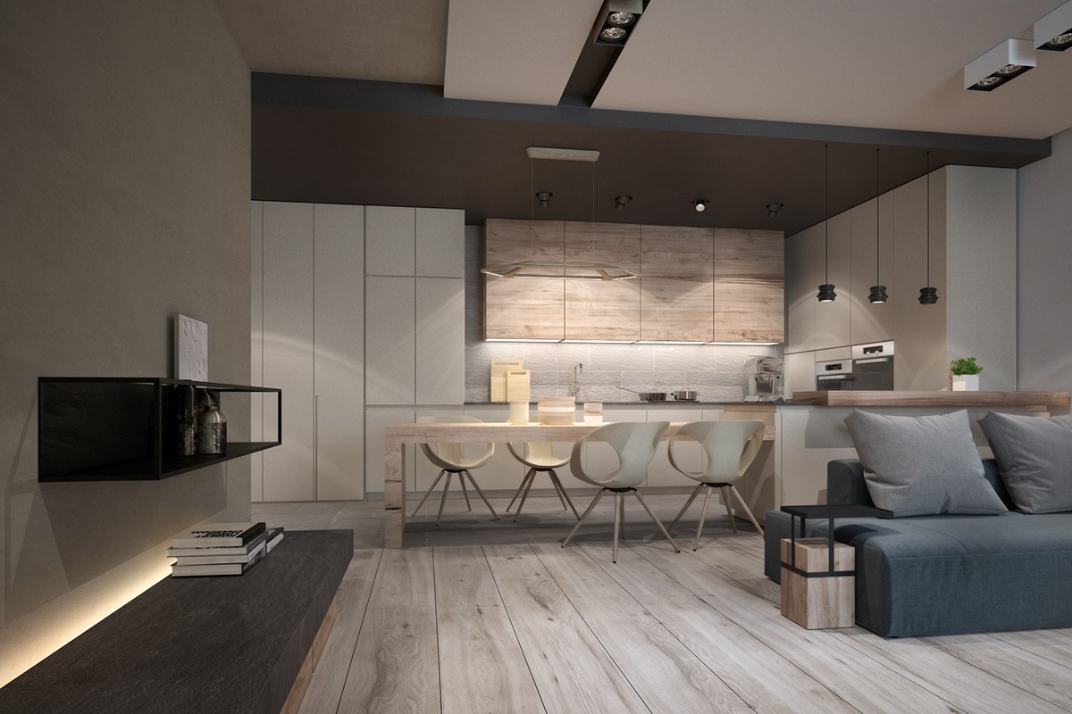 thiết kế nội thất trung tính tự nhiên cho nhà ăn, phòng bếp đẹp