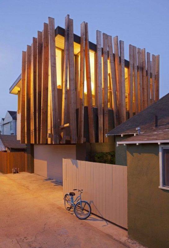 thiết kế nhà đẹp với tường gỗ độc đáo