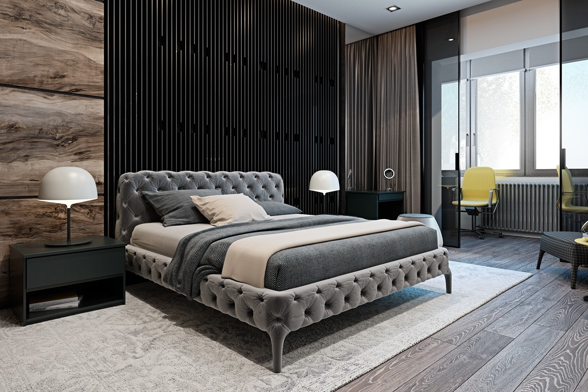 thiết kế nội thất màu xám cho phòng ngủ nhà đẹp hiện đại