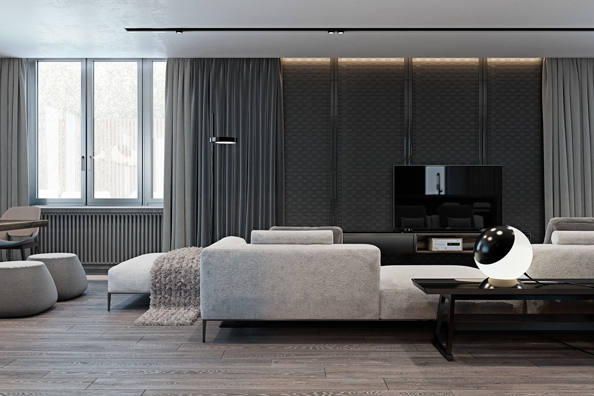 thiết kế nội thất màu xám cho nhà đẹp hiện đại kết hợp truyền thống