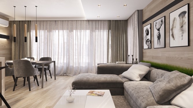 thiết kế nội thất phòng khách đẹp và sang trọng với tường gỗ