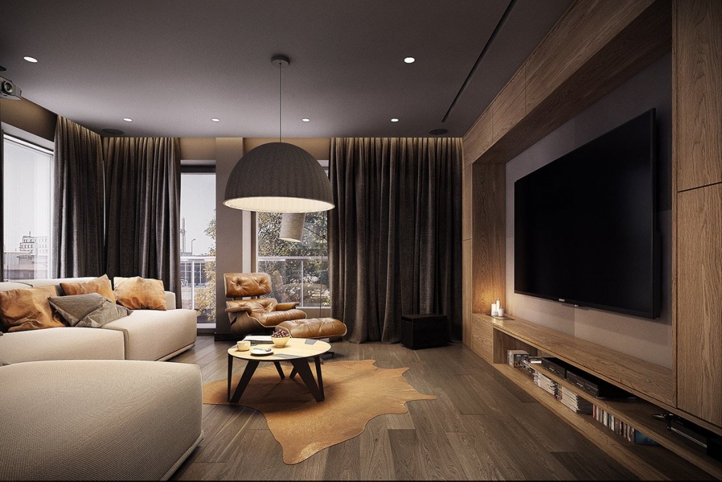 mẫu thiết kế nội thất phòng khách tương phản, hiện đại, sáng tạo và mạnh mẽ