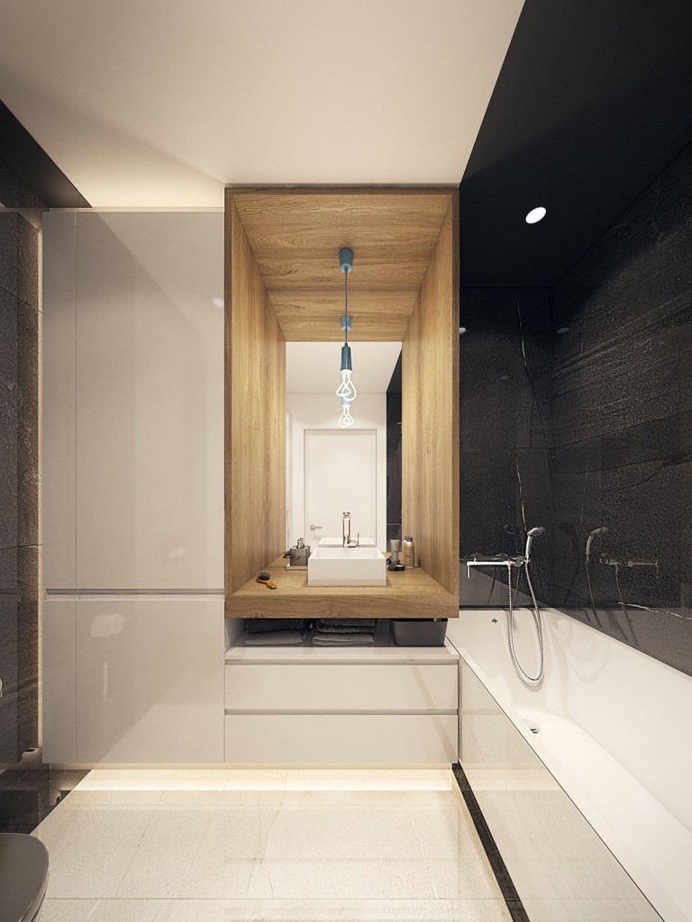 tư vấn thiết kế nội thất phòng tắm tương phản, hiện đại, sáng tạo và mạnh mẽ