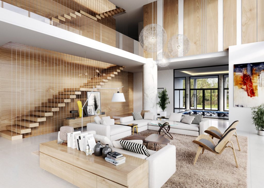 bí quyết thiết kế nội thất tăng chiều cao không gian phòng khách.