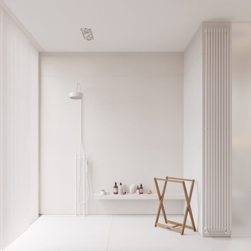 mẫu thiết kế thi công nội thất tối giản hiện đại cho phòng tắm.