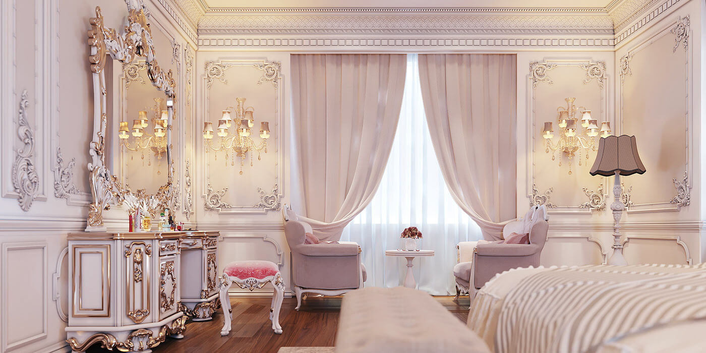 Phòng ngủ tân cổ điển đẹp kiêu kỳ dành cho các quý cô