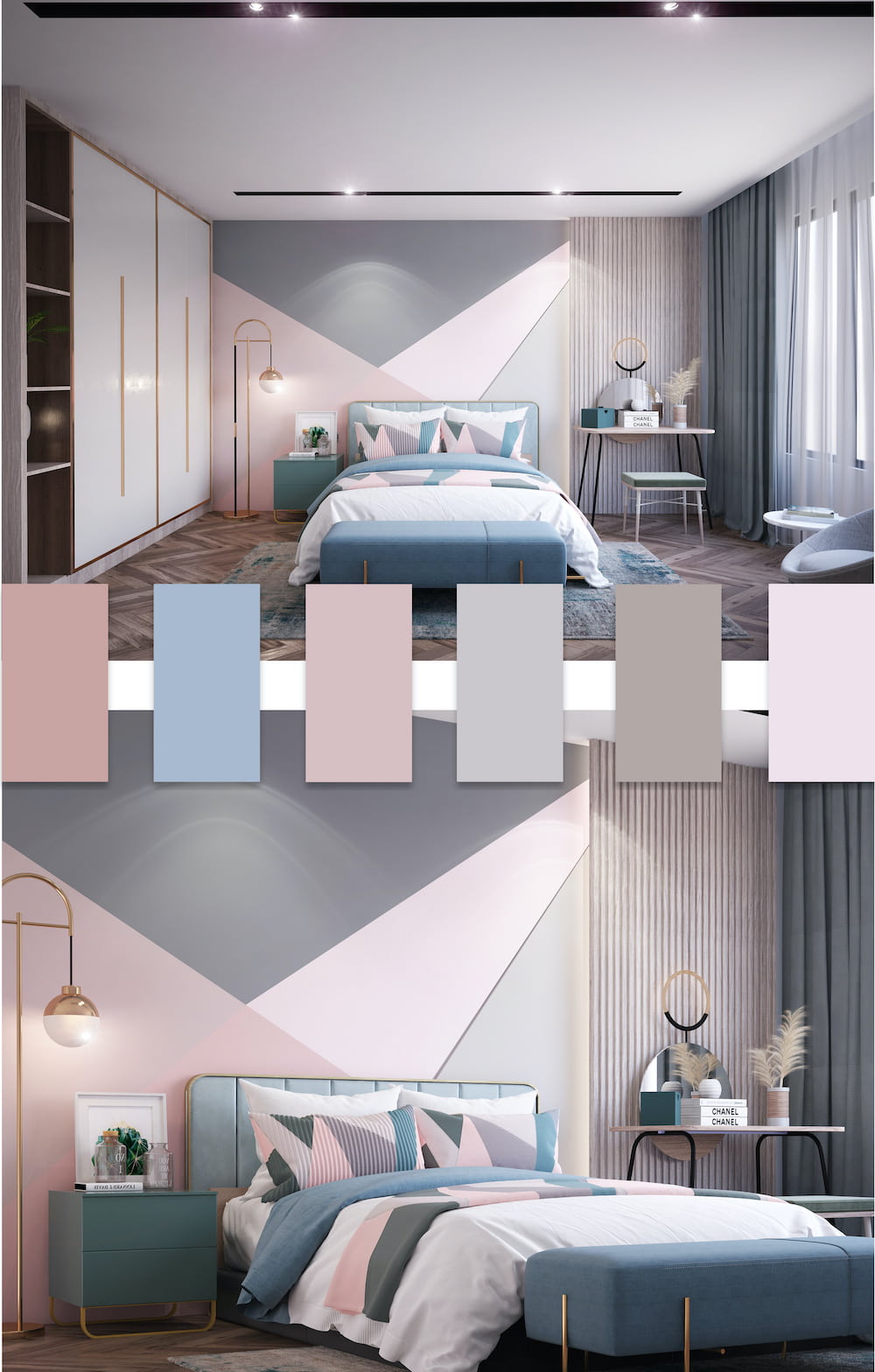 Khi sử dụng sắc hồng nhẹ nhàng lãng mạn trong nội thất có thể tạo ra bầu không khí thư giãn cho căn phòng
